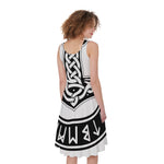Black And White Mjolnir Print Women's Sleeveless Dress