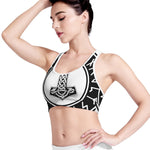 Black And White Mjolnir Print Women's Sports Bra