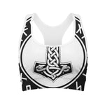 Black And White Mjolnir Print Women's Sports Bra