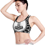 Black And White Mjolnir Print Women's Sports Bra