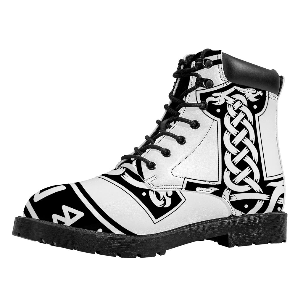 Black And White Mjolnir Print Work Boots