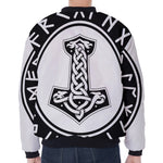 Black And White Mjolnir Print Zip Sleeve Bomber Jacket