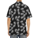 Black And White Monstera Pattern Print Aloha Shirt