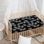 Black And White Monstera Pattern Print Baby Crib Sheet