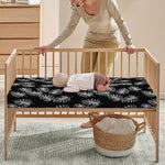 Black And White Monstera Pattern Print Baby Crib Sheet