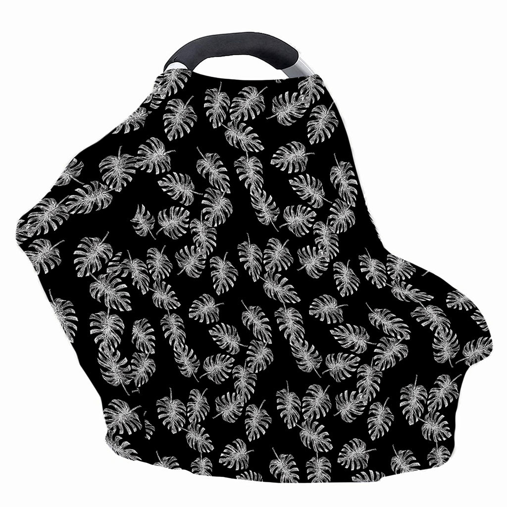 Black And White Monstera Pattern Print Baby Seat Cover