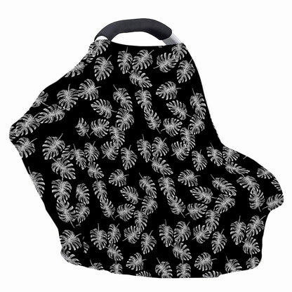 Black And White Monstera Pattern Print Baby Seat Cover