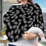 Black And White Monstera Pattern Print Baby Seat Cover