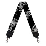 Black And White Monstera Pattern Print Bag Strap