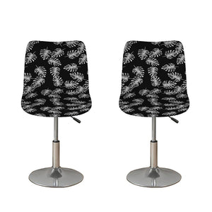 Black And White Monstera Pattern Print Bar Stool Covers