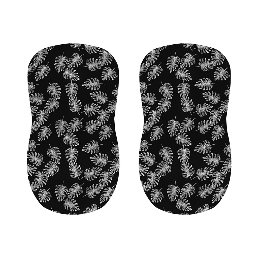 Black And White Monstera Pattern Print Bar Stool Covers