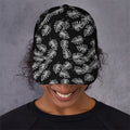 Black And White Monstera Pattern Print Baseball Cap