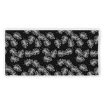 Black And White Monstera Pattern Print Beach Towel