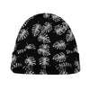 Black And White Monstera Pattern Print Beanie