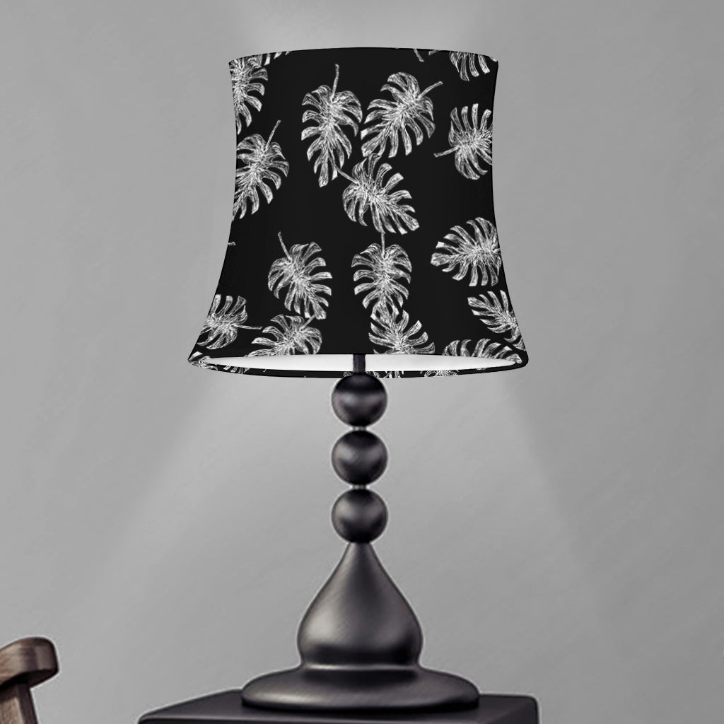 Black And White Monstera Pattern Print Bell Lamp Shade