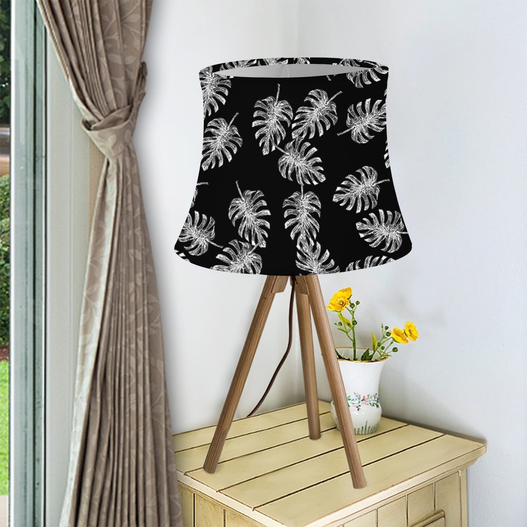 Black And White Monstera Pattern Print Bell Lamp Shade