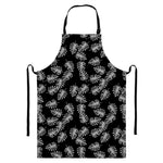 Black And White Monstera Pattern Print Bib Apron With Pocket