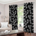 Black And White Monstera Pattern Print Dimout Grommet Curtains