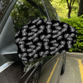 Black And White Monstera Pattern Print Car Side Mirror Covers