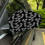 Black And White Monstera Pattern Print Car Side Mirror Covers