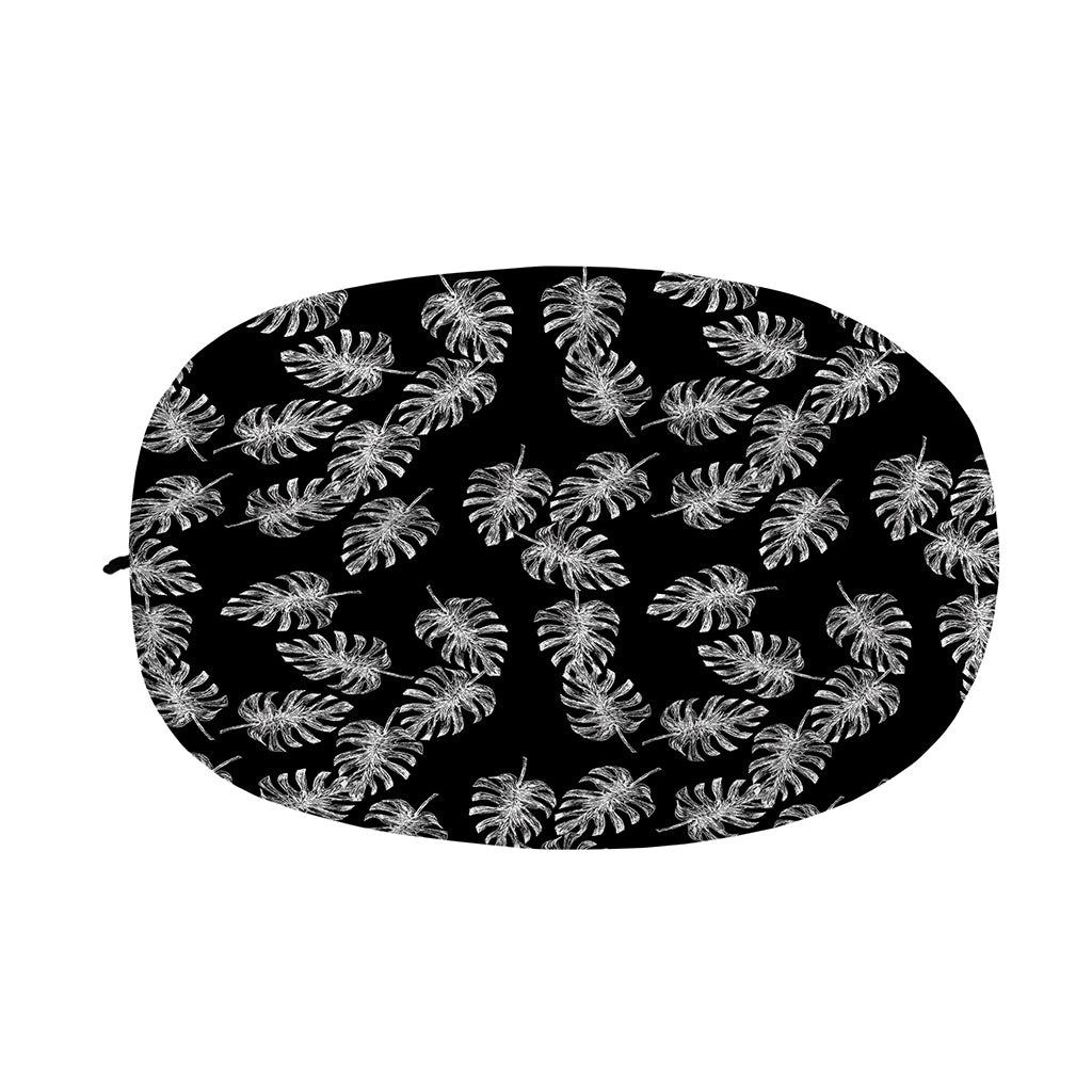 Black And White Monstera Pattern Print Car Side Mirror Covers