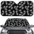 Black And White Monstera Pattern Print Car Windshield Sun Shade
