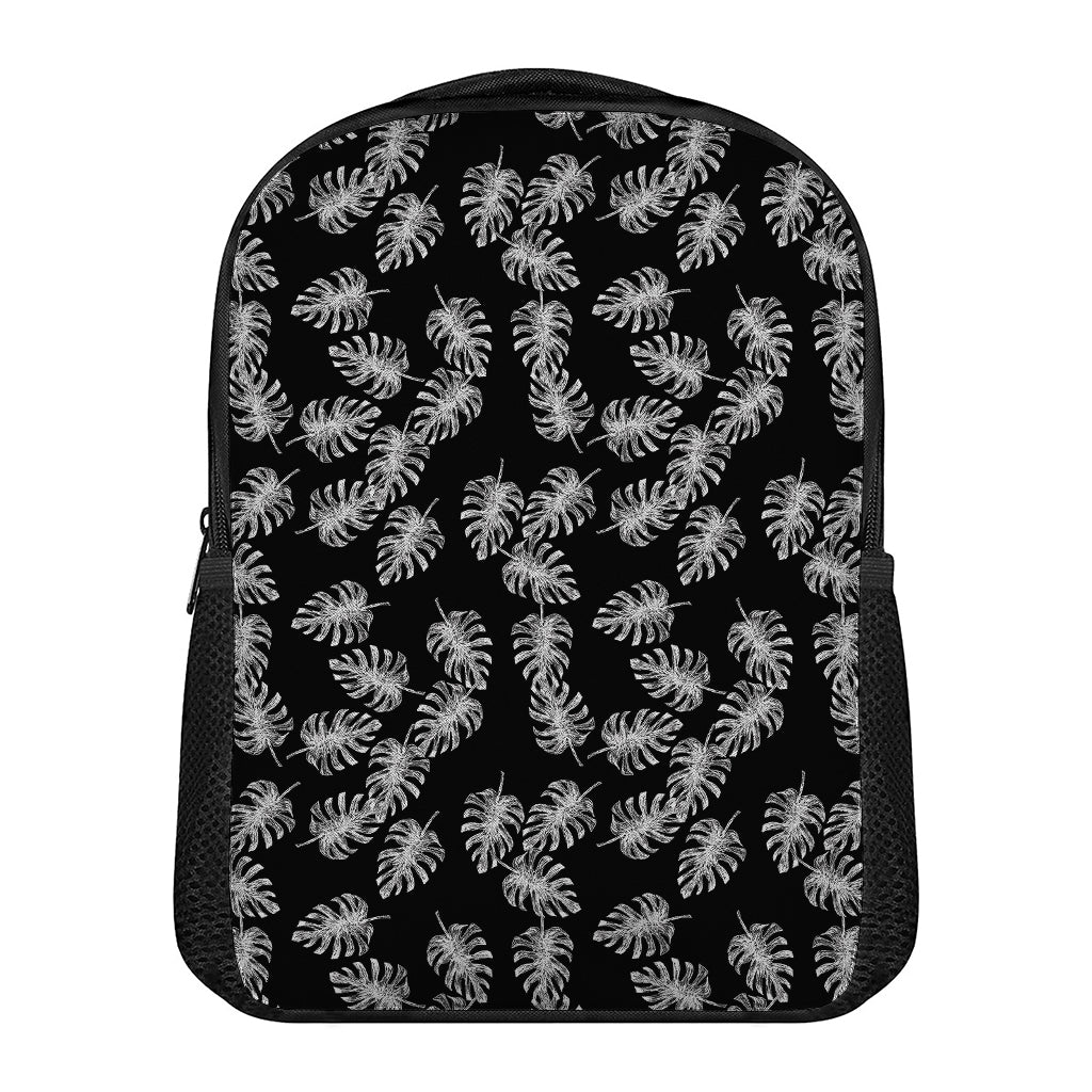 Black And White Monstera Pattern Print Casual Backpack