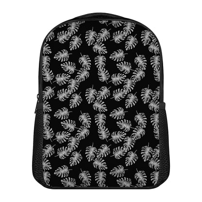 Black And White Monstera Pattern Print Casual Backpack