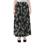 Black And White Monstera Pattern Print Chiffon Maxi Skirt