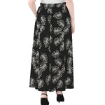 Black And White Monstera Pattern Print Chiffon Maxi Skirt