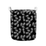 Black And White Monstera Pattern Print Collapsible Laundry Basket