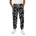 Black And White Monstera Pattern Print Cotton Sweatpants
