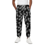 Black And White Monstera Pattern Print Cotton Pants
