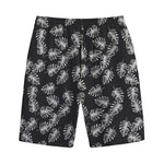 Black And White Monstera Pattern Print Cotton Shorts