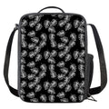 Black And White Monstera Pattern Print Crossbody Lunch Bag