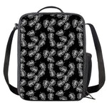 Black And White Monstera Pattern Print Crossbody Lunch Bag