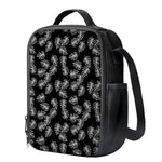 Black And White Monstera Pattern Print Crossbody Lunch Bag