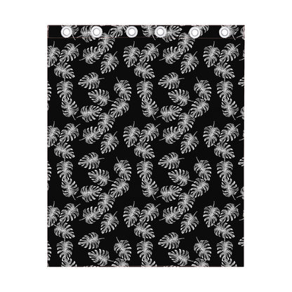 Black And White Monstera Pattern Print Curtain