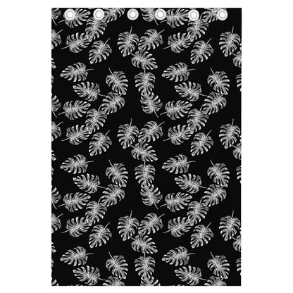 Black And White Monstera Pattern Print Curtain