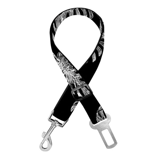 Black And White Monstera Pattern Print Dog Seat Belt