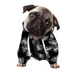 Black And White Monstera Pattern Print Dog Zip Up Hoodie