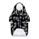 Black And White Monstera Pattern Print Dog Zip Up Hoodie