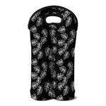 Black And White Monstera Pattern Print Double Neoprene Wine Tote