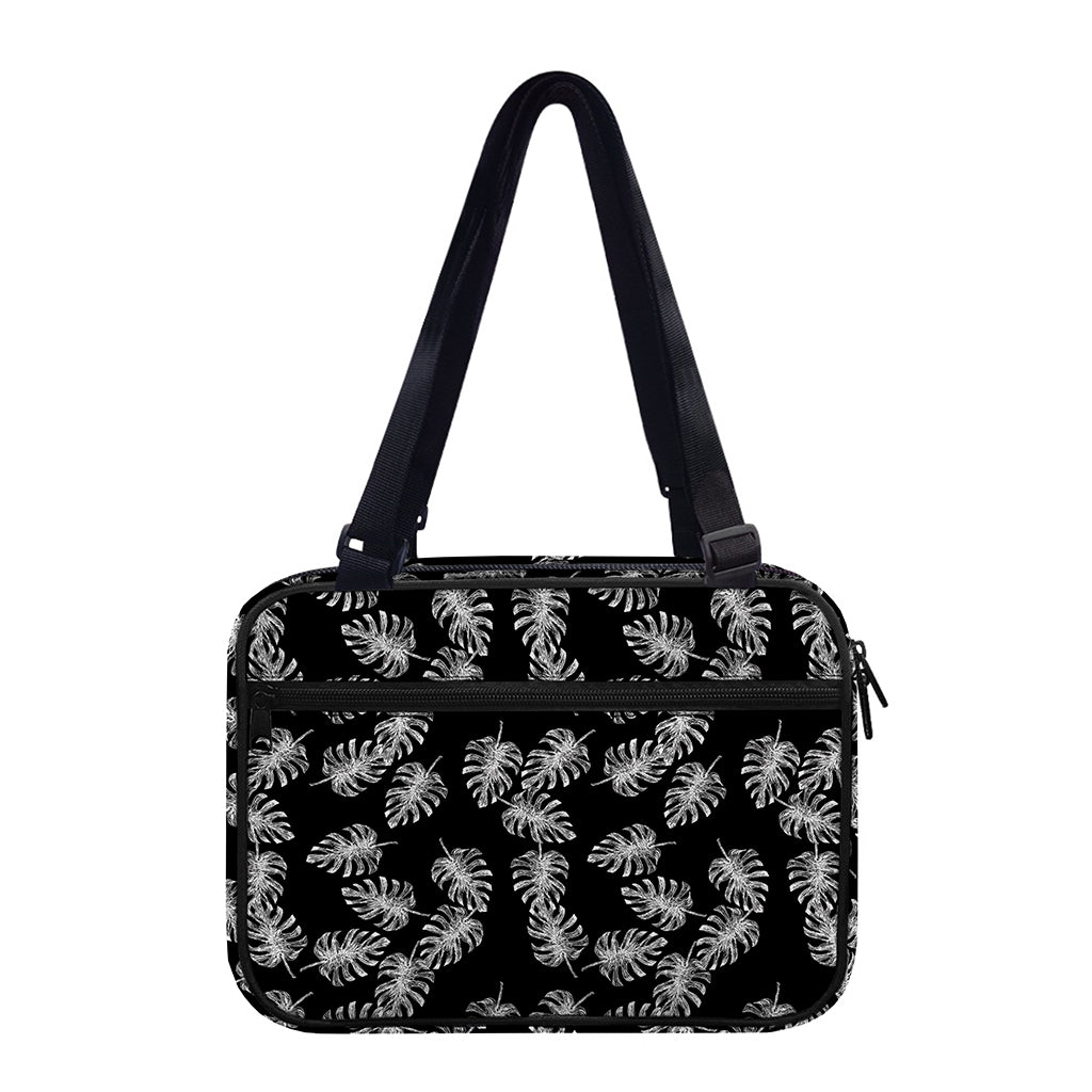 Black And White Monstera Pattern Print Double Strap Bible Bag