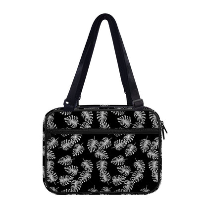 Black And White Monstera Pattern Print Double Strap Bible Bag