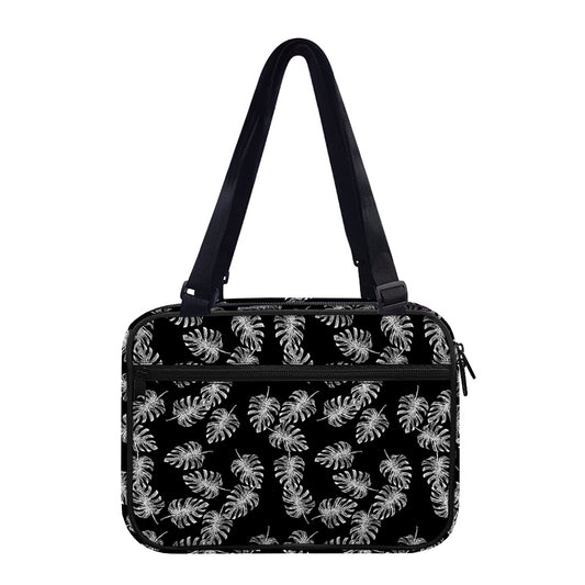 Black And White Monstera Pattern Print Double Strap Bible Bag