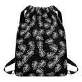 Black And White Monstera Pattern Print Drawstring Backpack