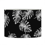 Black And White Monstera Pattern Print Drum Lamp Shade