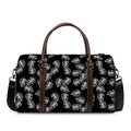 Black And White Monstera Pattern Print Duffel Bag