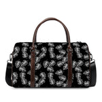 Black And White Monstera Pattern Print Duffle Bag